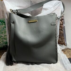 Katie Loxton London Florrie Day Grey  Leather Shoulder Bag With Side  Tassel